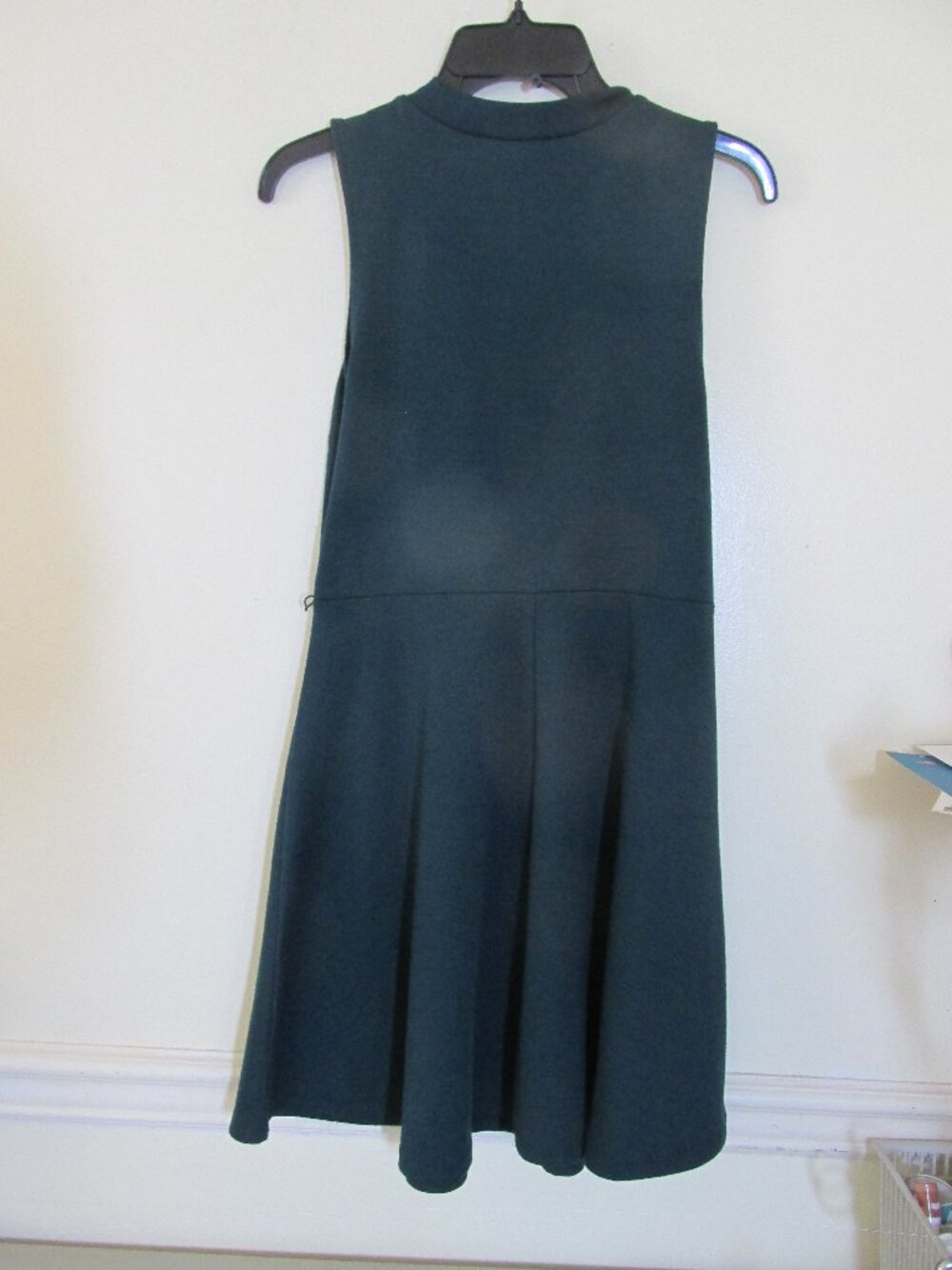 Womens Dress Size Flair Sleveeless Dark Green~Poly/Spandex Stretch
